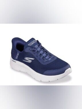 Skechers Navy Mesh Men's Slip-On Sneaker with White Sole